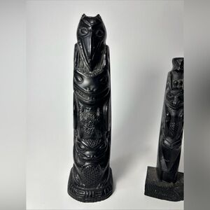 Boma Canada Totem Raven Desk Curio Souvenir Black Native 7” Vintage
